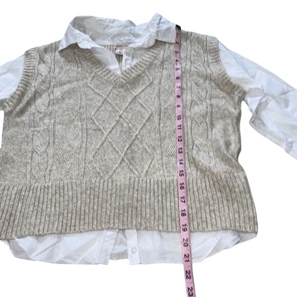 SINCERELY JULES Cable Knit Layered Blouse Sweater Vest Size M - Picture 6 of 8